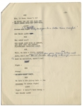 Moe Howard's Signed 15pp. Script From a Scene in a Stooges Movie With Shemp, Hand-Annotated by Moe for Curly Joe Instead -- Likely Edited for a Charity Performance -- 8.5'' x 11'', Very Good